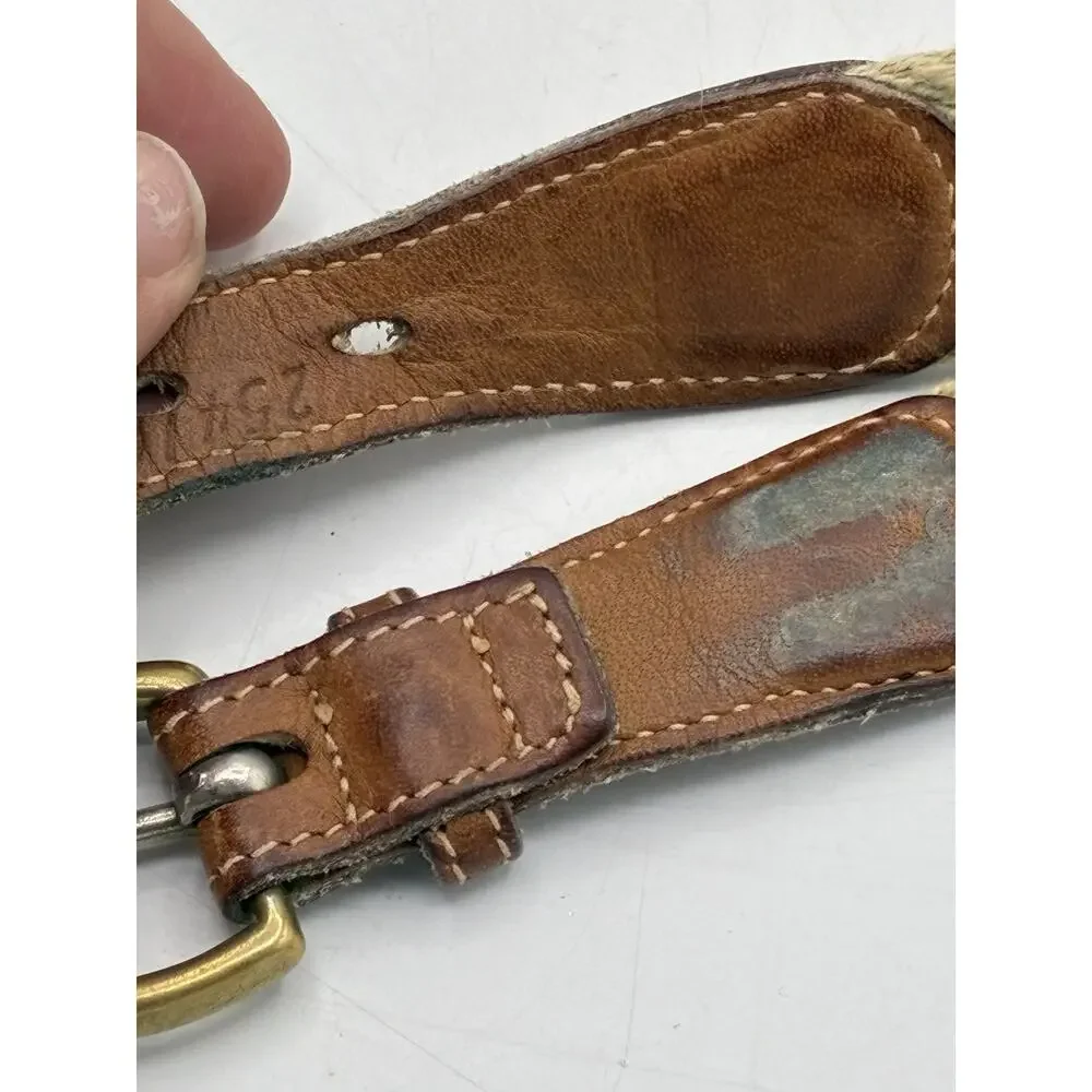 Vintage Ghurka Marley Hodgson Belt Canvas Leather Brass D-Ring Buckle USA